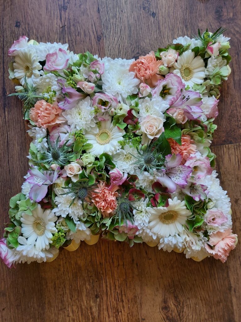 Funeral flowers pillow